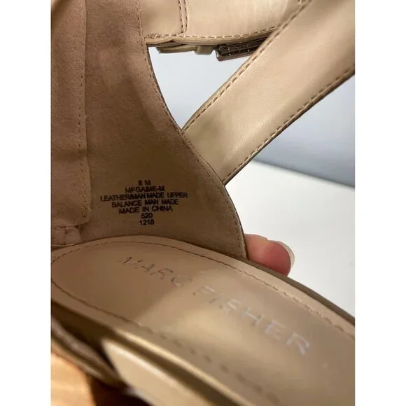 MARC FISHER Gabie Stacked Heel Bootie Sandal sz 8M - Picture 7 of 9